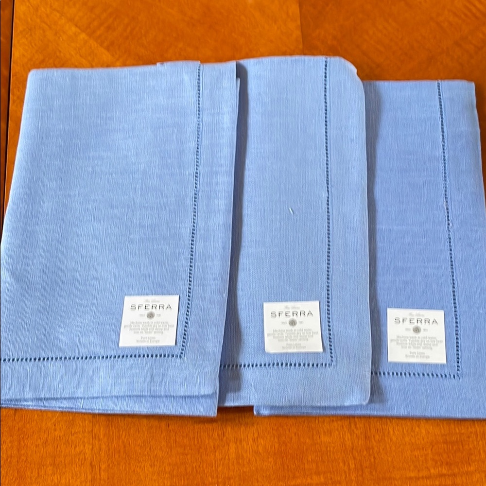 Sferra Blue Linen Napkins set of 3  20x20 inch